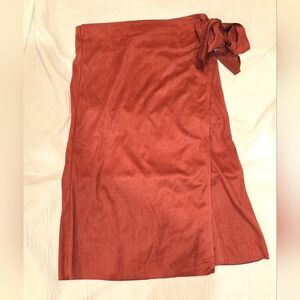 NWT Burnt Orange Fake Suede Midi Skirt Fall Autumn Size Medium